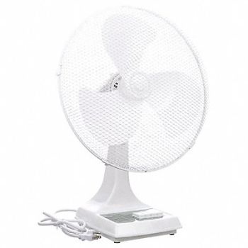 TPI INDUSTRIAL Desk Fan 16 White 3-Speed 120V 0.5A, 373J25