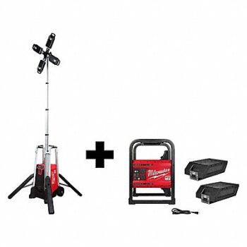 MILWAUKEE CordlessTripodLight BatteryIncl 24 3/4 L, 375RD2