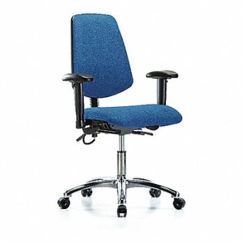 BLUE RIDGE ERGONOMICS Fab ESD Chr Dsk Md Bk AA Cstrs Blue, 376J54