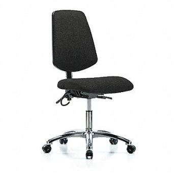 BLUE RIDGE ERGONOMICS Fabric ESD Chr Desk Md Bk Cstrs Blk, 376J57
