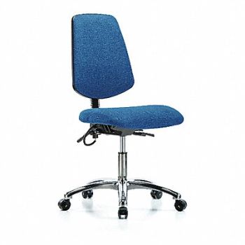 BLUE RIDGE ERGONOMICS Fabric ESD Chr Desk Md Bk Cstrs Blue, 376J58