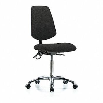 BLUE RIDGE ERGONOMICS Fabric ESD Chr Med Md Bk Cstrs Blk, 376J85
