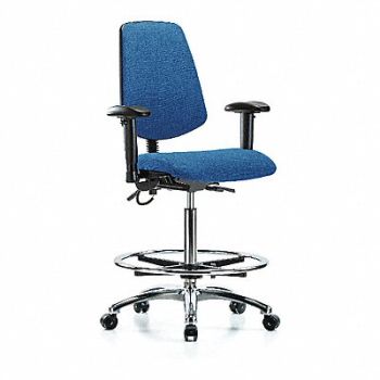 BLUE RIDGE ERGONOMICS Fab ESD Hi Md Bk AA FR Cstrs Blue, 376K03
