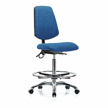 BLUE RIDGE ERGONOMICS Fab ESD Chr Hi Md Bk FR Cstrs Blue, 376K07