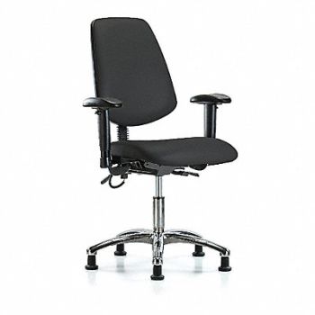 BLUE RIDGE ERGONOMICS Vinyl ESD Chr Dsk Md Bk AA Stat Blk, 376K20