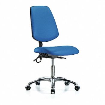 BLUE RIDGE ERGONOMICS Vinyl ESD Chr Desk Md Bk Cstrs Blue, 376K23