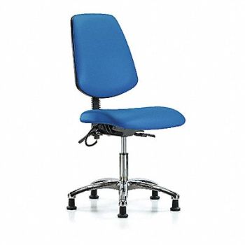 BLUE RIDGE ERGONOMICS Vinyl ESD Chr Desk Md Bk Glides Blue, 376K25