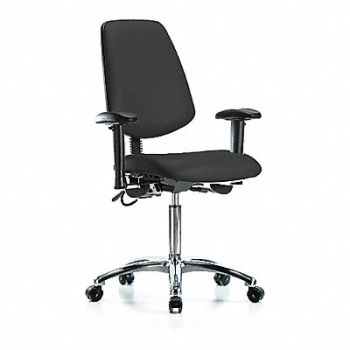 BLUE RIDGE ERGONOMICS Vinyl ESD Med Md Bk AA Cstrs Blk, 376K42