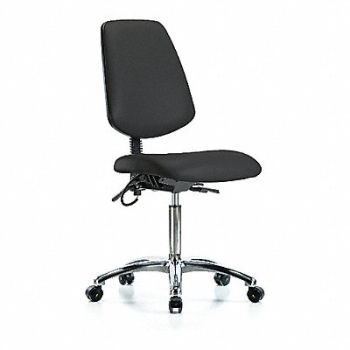 BLUE RIDGE ERGONOMICS Vinyl ESD Chr Med Med Back Cstrs Blk, 376K50