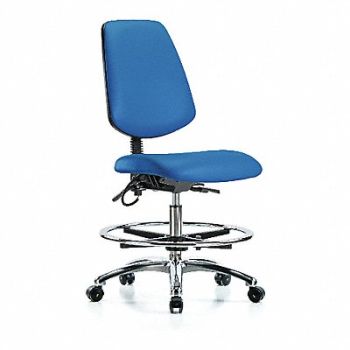BLUE RIDGE ERGONOMICS Vinyl ESD Med Md Bk FR Cstrs Blue, 376K55