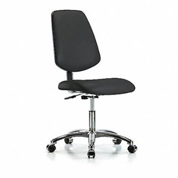 BLUE RIDGE ERGONOMICS CR Vinyl Chr Desk Med Back Cast Blk, 376K74