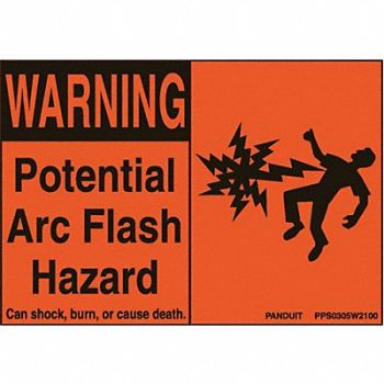 PANDUIT Sing Warning Potential Arc Bl/or PK5, 376U44