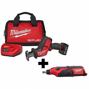 MILWAUKEE M12 Hackzall Recip Kit and Rotary Tool, 377PE8