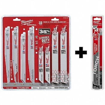 MILWAUKEE SAWZALL Blade Set 32Pc w 7T 9L Blade, 377PG7