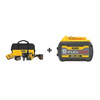 DEWALT Drill Kit Cordless 1250 RPM 60V DC, 379AN9