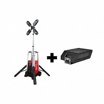 MILWAUKEE CordlessTripodLight BatteryIncl 24 3/4 L, 380FK8