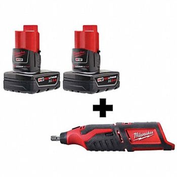 MILWAUKEE M12 Battery Pack M12 Rotary Tool, 382YX8