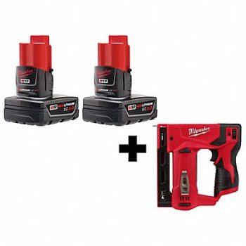 MILWAUKEE M12 Battery Pack M12 3/8 Crown Stapler, 382YX9