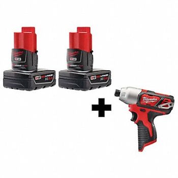 MILWAUKEE M12 Battery Pack M12 Impact Driver, 382YY1