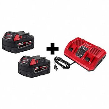 MILWAUKEE M18 Battery Pack M18 Dual Rapid Charger, 382YY3