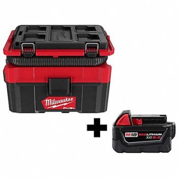 MILWAUKEE M18 Wet/Dry Vacuum M18 Battery Pack, 382YY5