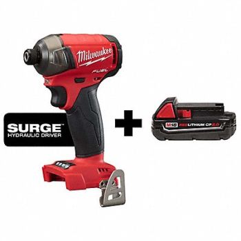 MILWAUKEE M18 1/4 Hex Hydraulic Driver M18 Battery, 382ZA0