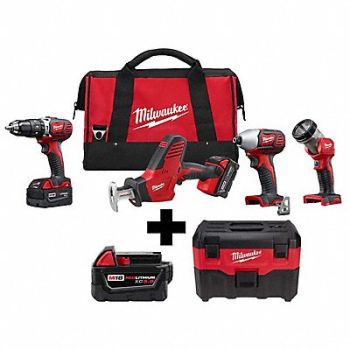 MILWAUKEE M18 4-Tool M18 Battery Pack M18 Vacuum, 382ZA8