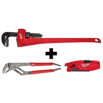 MILWAUKEE Steel Pipe Wrench Pliers Utility Knife, 382ZC4
