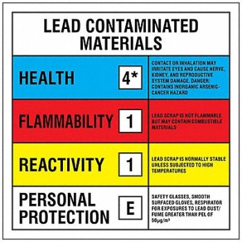 ACCUFORM Label Lead Contaminated Mat 3x3 PK50, 384HM6