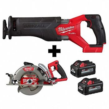 MILWAUKEE M18 SAWZALL 7-1/4 C Saw M18 XC6.0 2PK, 384NM8