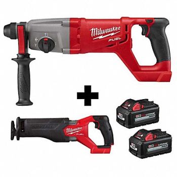 MILWAUKEE Rotary H 1 M18 SAWZALL M18 XC6.0 2PK, 384NN0