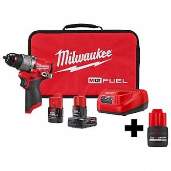 MILWAUKEE M12 FUEL 1/4 Impact Kit CP2.5 Battery, 384NP0