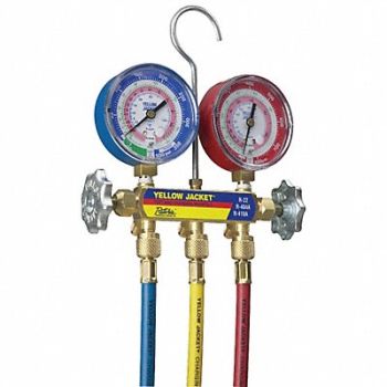 YELLOW JACKET Mechanical Manifold Gauge Set 2-Valve, 38D864