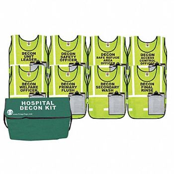DISASTER MANAGEMENT SYSTEMS Hospital Decon Kit 8 Vests, 38E568