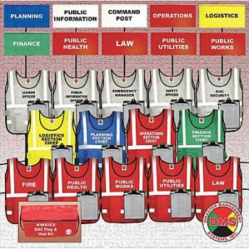 DISASTER MANAGEMENT SYSTEMS EOC Flag/Vest Kit 44 Pcs, 38E571