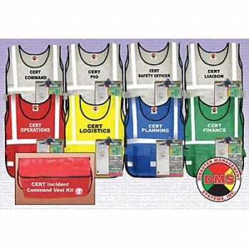 DISASTER MANAGEMENT SYSTEMS Safety Vest Assorted CERT Universal, 38E579