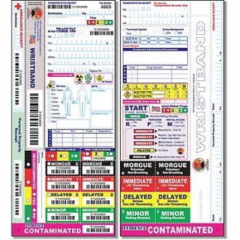 DISASTER MANAGEMENT SYSTEMS Wristband Triage Tag PK50, 38E593
