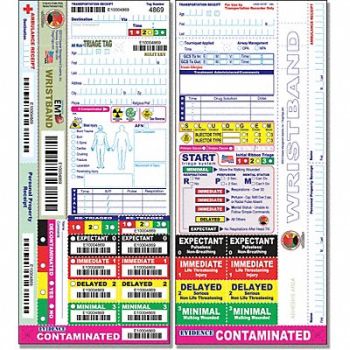 DISASTER MANAGEMENT SYSTEMS Wristband Military Triage Tag PK50, 38E594