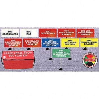 DISASTER MANAGEMENT SYSTEMS EOC Large Tabletop Flag Kit 11 Flags, 38E633