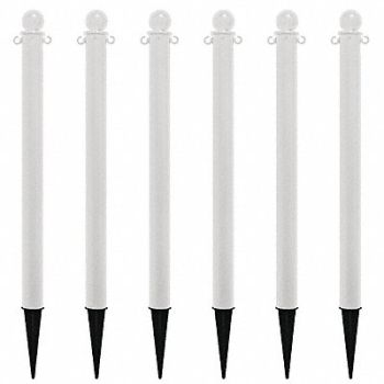 MR. CHAIN Ground Post White 35inH Polyethylene PK6, 38EX23