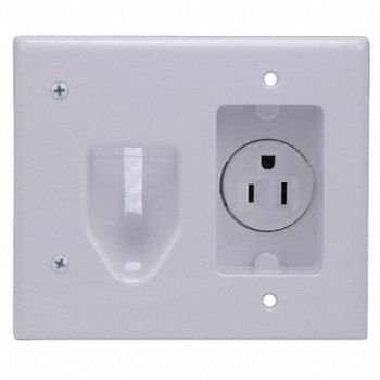 MONOPRICE Wall Plate Recessed Power White, 38F872