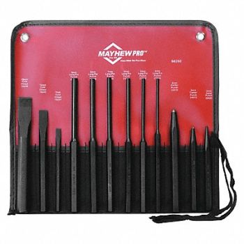 MAYHEW Punch and Chisel Set 12-Piece Steel, 38GN89
