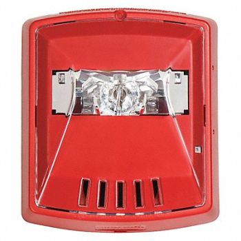 WHEELOCK HornStrobe 12/24VDC Red/NoLTR 5-15/64inH, 38GV32