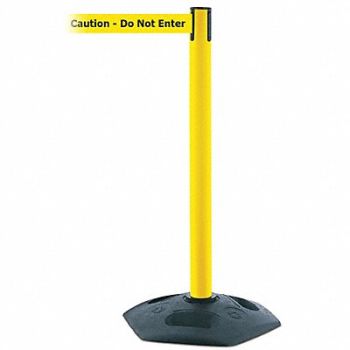 TENSABARRIER Barrier Post with Belt 13 ft PVC Yellow, 38HT89