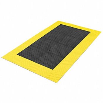 NOTRAX Antifatigue Mat Black YllwBrdr 3ft.x5ft., 38N620
