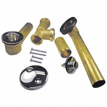 AB A BathWaste Ovflw D1-1/2 Round Brass, 38R071
