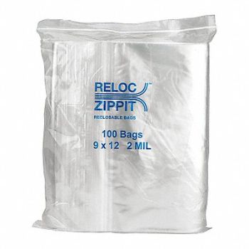 RELOC ZIPPIT Reclosable Poly Bag Zip Seal PK1000, 38UV40
