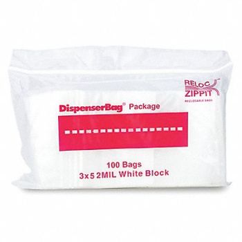 RELOC ZIPPIT Reclosable Poly Bag Zip Seal PK1000, 38UV45