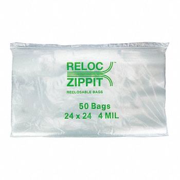 RELOC ZIPPIT Reclosable Poly Bag Zip Seal PK200, 38UV46