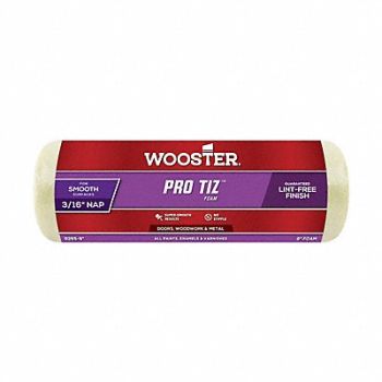 WOOSTER Paint Roller Cover 9 L No Nap Foam, 38UX95